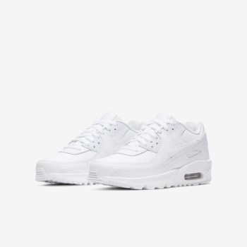 Nike Air Max 90 LTR - Nagyobb Gyerek Utcai Cipő - Fehér/Metal Titán/Fehér/Fehér